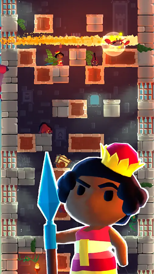 Princess descending a hazard-filled tower